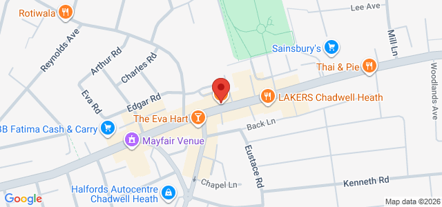 Map showing Millions Pizza & Grill in Romford